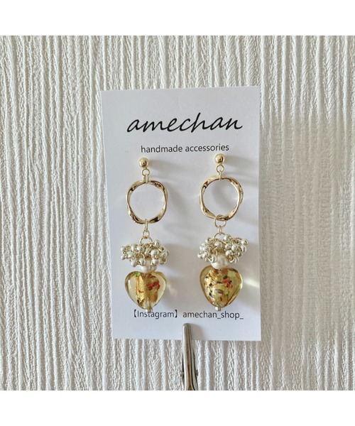 tone(トーン)の「【amechan】Glass Heart(ピアス)(MA)(ピアス(両耳用)・レディース・ブラウン/ホワイト・FREE)」の13枚目の写真