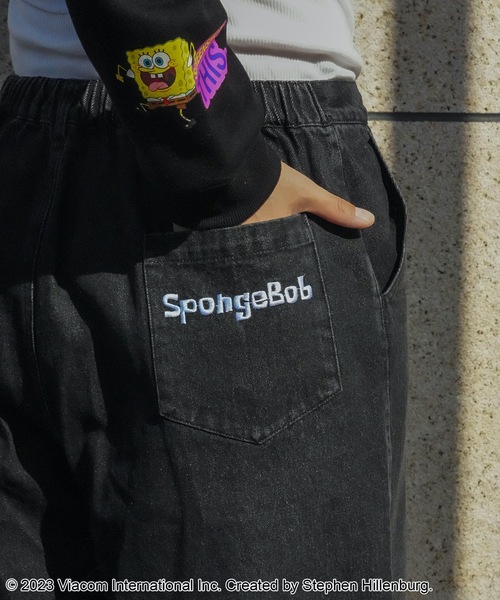 OUTDOOR PRODUCTS(アウトドアプロダクツ)の「【OUTDOOR PRODUCTS/アウトドアプロダクツ】【Sponge Bob/スポンジ・ボブ】 コラボ 刺繍 オーバーサイズデニム ジーンズ ワイドデニム(デニムパンツ・メンズ・ブラック/ブルー・MEDIUM/LARGE)」の11枚目の写真