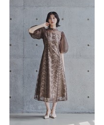 ららStine Goya パフスリーブワンピース　花柄　フラワー　ドレス ららStine Goya パフスリーブワンピース 花柄 フラワー ドレス 花柄