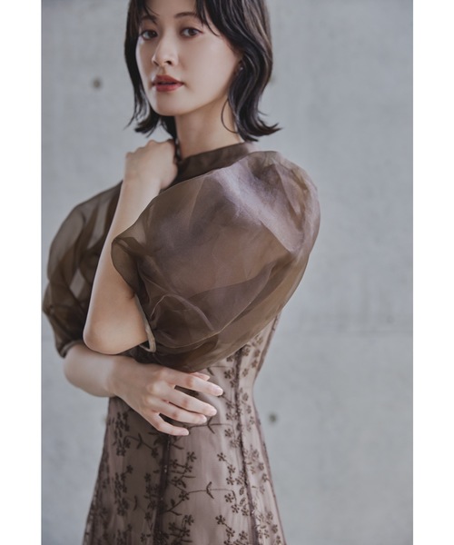 niana パフスリーブ マキシドレス niana ドレス フラワーレースパフスリーブドレス : ZOZOTOWN