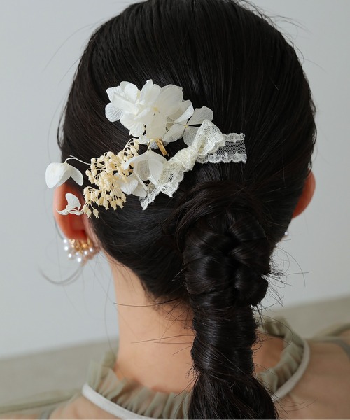 7点結婚式参列セット セール】ドライフラワー Uピンセット ヘアセット ヘアアレンジ