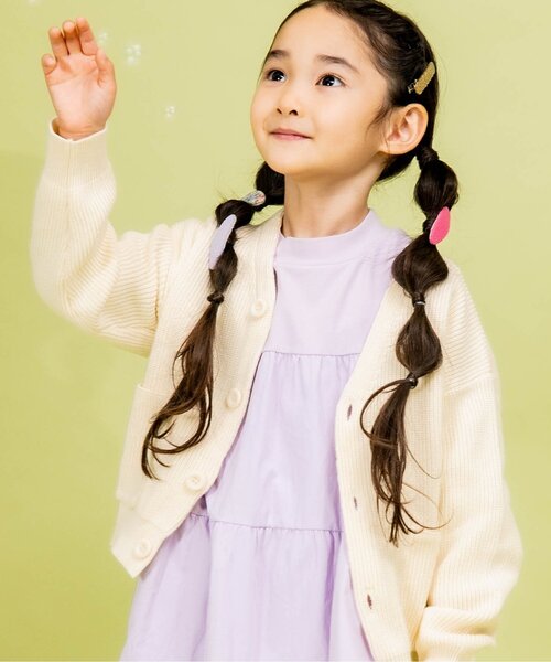 Ampersand（アンパサンド）の「premier スプリングニットカーディガン（カーディガン/ボレロ・キッズ・オフホワイト/イエロー/ブラック・120/110/130/140/90/100/70/80）」の2枚目の写真