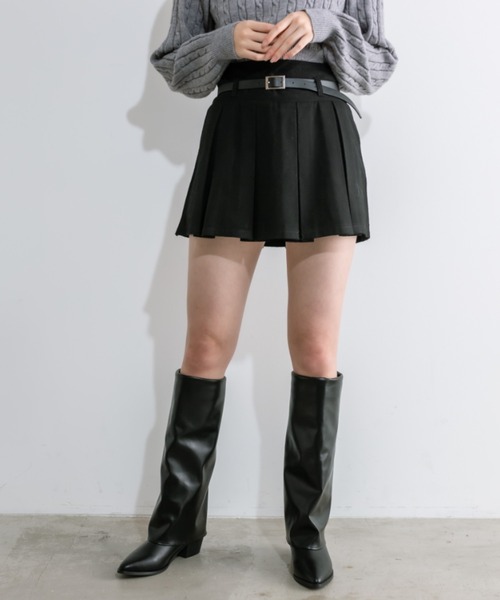 OLIVE des OLIVE（オリーブデオリーブ）の「ベルト付きボックスプリーツミニスカート　1041010010（スカート・レディース・チャコールグレー/ケミカルウォッシュ/アイボリー/ブラック・FREE）」の14枚目の写真