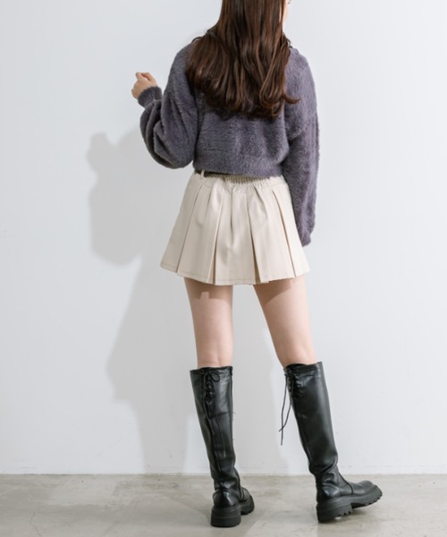 OLIVE des OLIVE（オリーブデオリーブ）の「ベルト付きボックスプリーツミニスカート　1041010010（スカート・レディース・チャコールグレー/ケミカルウォッシュ/アイボリー/ブラック・FREE）」の7枚目の写真