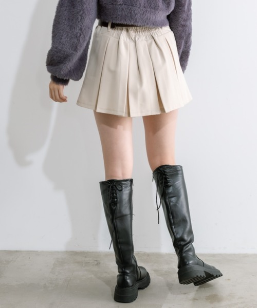 38 N°21 オリーブ　ミニスカート ANOTHER BRANCH OLIVE des OLIVE/フェークレザー前ZIPミニ