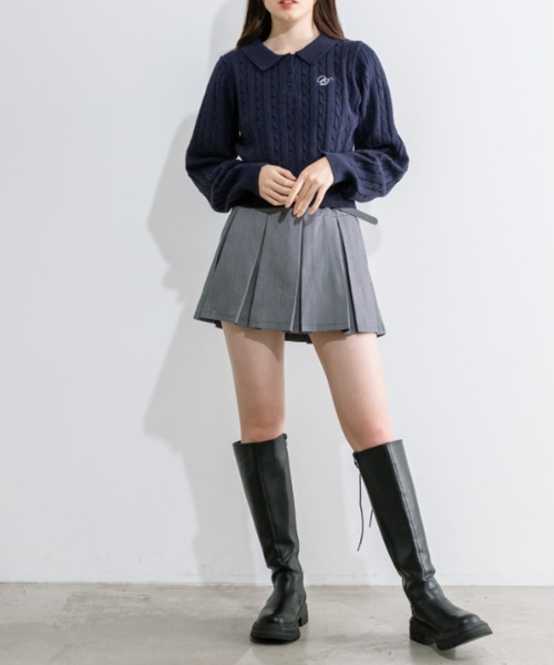 OLIVE des OLIVE（オリーブデオリーブ）の「ベルト付きボックスプリーツミニスカート　1041010010（スカート・レディース・チャコールグレー/ケミカルウォッシュ/アイボリー/ブラック・FREE）」の17枚目の写真