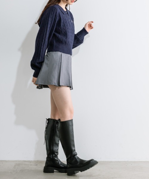 OLIVE des OLIVE（オリーブデオリーブ）の「ベルト付きボックスプリーツミニスカート　1041010010（スカート・レディース・チャコールグレー/ケミカルウォッシュ/アイボリー/ブラック・FREE）」の18枚目の写真