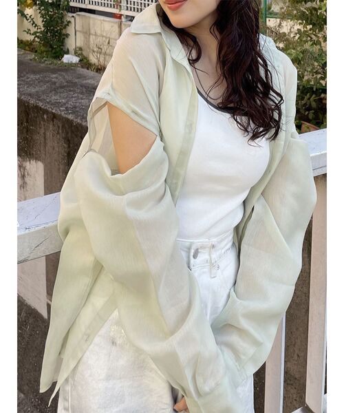 MURUA(ムルーア)の「2WAYシアーシャツ(シャツ/ブラウス・レディース・ライトグリーン/イエロー/ホワイト/ブラック/その他1/ピンク・FREE)」の3枚目の写真