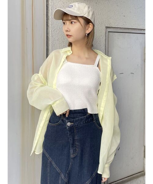 MURUA(ムルーア)の「2WAYシアーシャツ(シャツ/ブラウス・レディース・ライトグリーン/イエロー/ホワイト/ブラック/その他1/ピンク・FREE)」の8枚目の写真