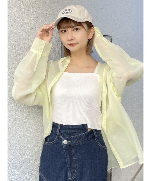 MURUA(ムルーア)の「2WAYシアーシャツ(シャツ/ブラウス・レディース・ライトグリーン/イエロー/ホワイト/ブラック/その他1/ピンク・FREE)」の9枚目の写真