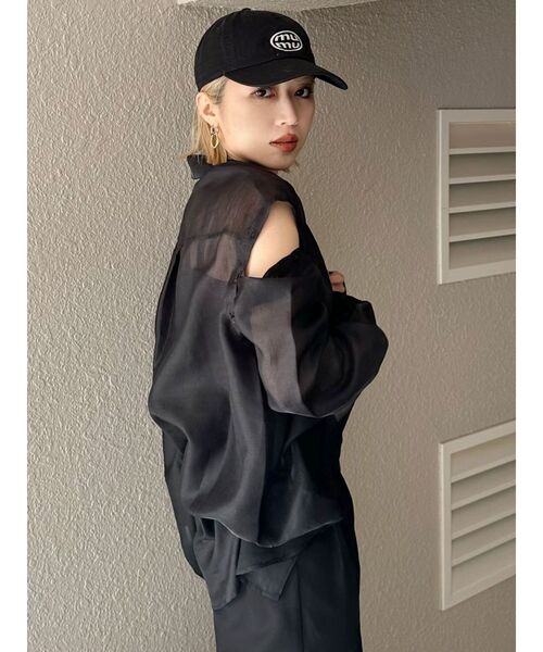 MURUA(ムルーア)の「2WAYシアーシャツ(シャツ/ブラウス・レディース・ライトグリーン/イエロー/ホワイト/ブラック/その他1/ピンク・FREE)」の12枚目の写真