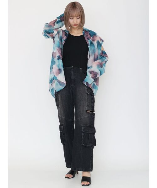 MURUA(ムルーア)の「2WAYシアーシャツ(シャツ/ブラウス・レディース・ライトグリーン/イエロー/ホワイト/ブラック/その他1/ピンク・FREE)」の19枚目の写真