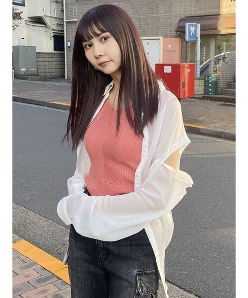 MURUA(ムルーア)の「2WAYシアーシャツ(シャツ/ブラウス・レディース・ライトグリーン/イエロー/ホワイト/ブラック/その他1/ピンク・FREE)」の20枚目の写真