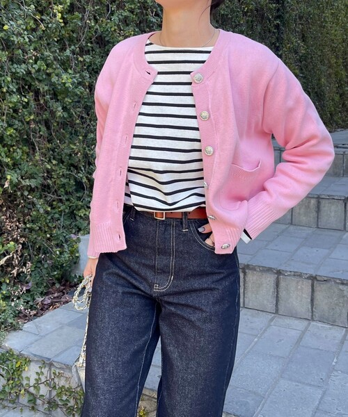 fredy emue（フレディエミュ）の「コットン100ミラノリブカーディガン（カーディガン/ボレロ・レディース・ネイビー/オフホワイト/ベビーピンク/ホワイト系その他・38）」の4枚目の写真