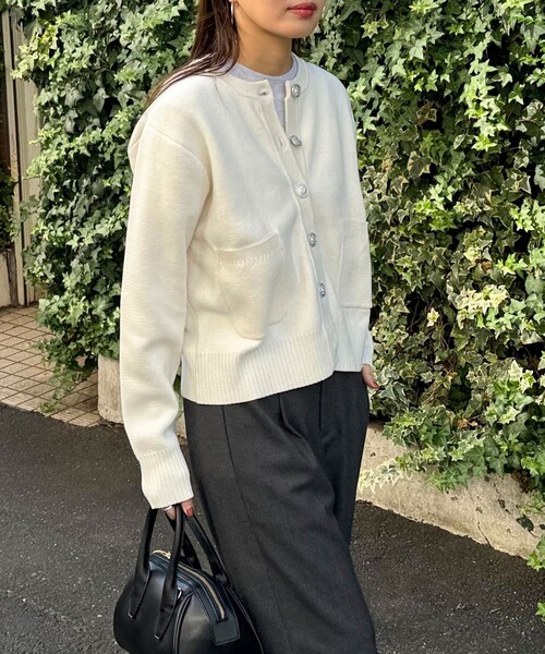 fredy emue（フレディエミュ）の「コットン100ミラノリブカーディガン（カーディガン/ボレロ・レディース・ネイビー/オフホワイト/ベビーピンク/ホワイト系その他・38）」の8枚目の写真