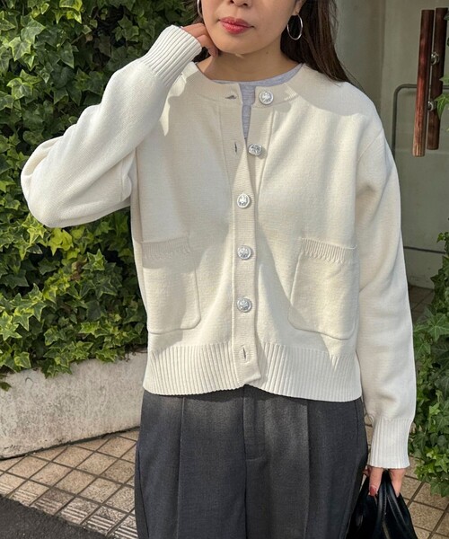 fredy emue（フレディエミュ）の「コットン100ミラノリブカーディガン（カーディガン/ボレロ・レディース・ネイビー/オフホワイト/ベビーピンク/ホワイト系その他・38）」の11枚目の写真