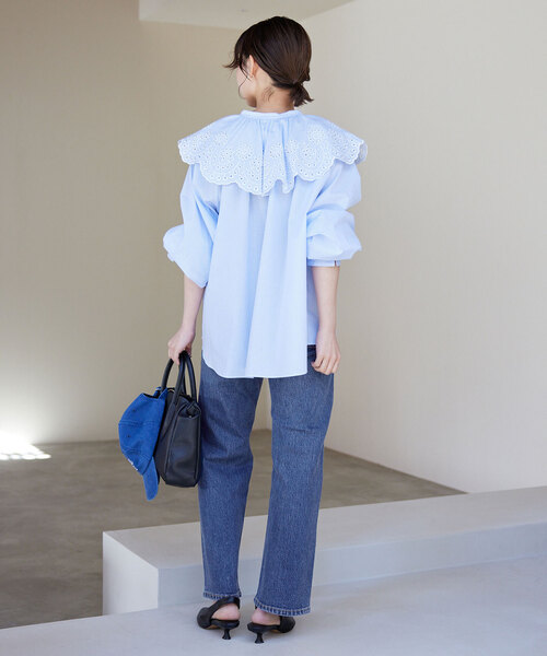 SLOBE IENA(スローブイエナ)の「《追加4》LE DENIM ストレートパンツ(デニムパンツ・レディース・サックスブルー/ブルー・40/38/36/34)」の8枚目の写真