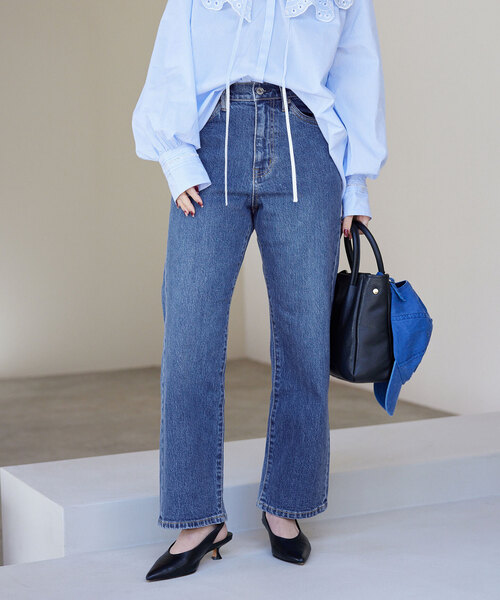SLOBE IENA(スローブイエナ)の「《追加4》LE DENIM ストレートパンツ(デニムパンツ・レディース・サックスブルー/ブルー・40/38/36/34)」の9枚目の写真