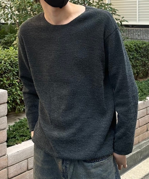 Chikashitsu +(チカシツプラス)の「【Chikashitsu +】unisex over knit / 【チカシツプラス】ユニセックスオーバーサイズ長袖ニット(ニット/セーター・メンズ・ブラック/チャコール/カーキ/杢グレー・ONE SIZE)」の3枚目の写真