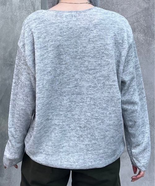 Chikashitsu +(チカシツプラス)の「【Chikashitsu +】unisex over knit / 【チカシツプラス】ユニセックスオーバーサイズ長袖ニット(ニット/セーター・メンズ・ブラック/チャコール/カーキ/杢グレー・ONE SIZE)」の15枚目の写真