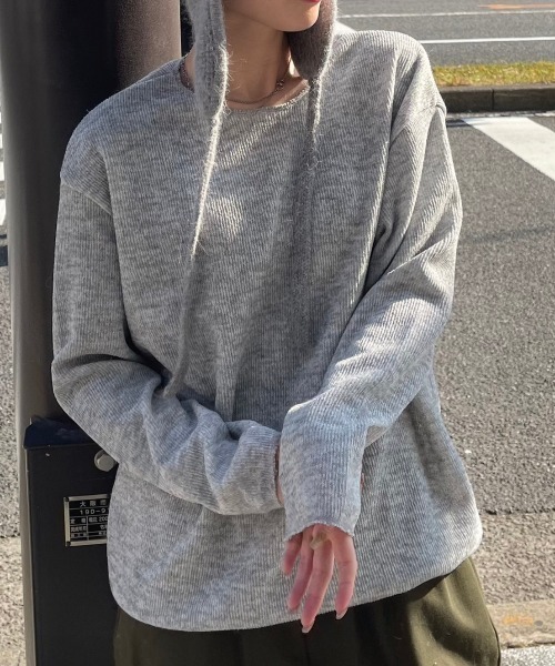 Chikashitsu +(チカシツプラス)の「【Chikashitsu +】unisex over knit / 【チカシツプラス】ユニセックスオーバーサイズ長袖ニット(ニット/セーター・メンズ・ブラック/チャコール/カーキ/杢グレー・ONE SIZE)」の17枚目の写真