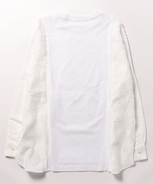 H.A.K（ハク）の「マーセライズ天竺＋カットジャカード＋カラミストライプカットソー（Tシャツ/カットソー・レディース・ブラック/ホワイト・FREE）」の3枚目の写真