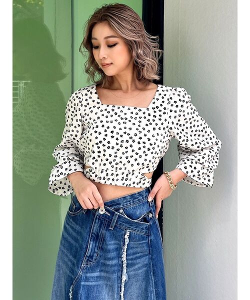 GYDA（ジェイダ）の「BACKリボンスクエアネックブラウス（シャツ/ブラウス・レディース・ブラック/オフホワイト/その他1・FREE）」の6枚目の写真