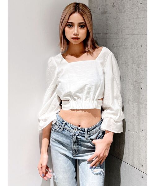 GYDA（ジェイダ）の「BACKリボンスクエアネックブラウス（シャツ/ブラウス・レディース・ブラック/オフホワイト/その他1・FREE）」の11枚目の写真