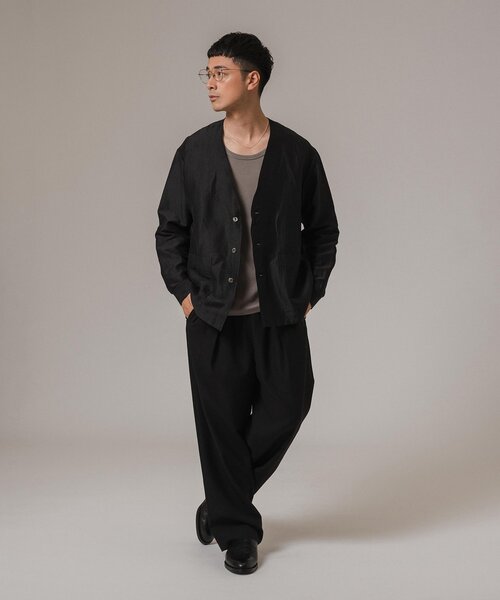 EDIFICE（エディフィス）の「レーヨン/リネン パターン ノーカラーシャツ（その他アウター・メンズ・アイボリー/サックスブルー/シャーベット/ブラック・MEDIUM/LARGE）」の19枚目の写真