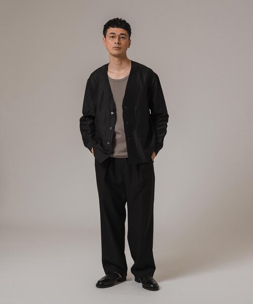 EDIFICE（エディフィス）の「レーヨン/リネン パターン ノーカラーシャツ（その他アウター・メンズ・アイボリー/サックスブルー/シャーベット/ブラック・MEDIUM/LARGE）」の10枚目の写真