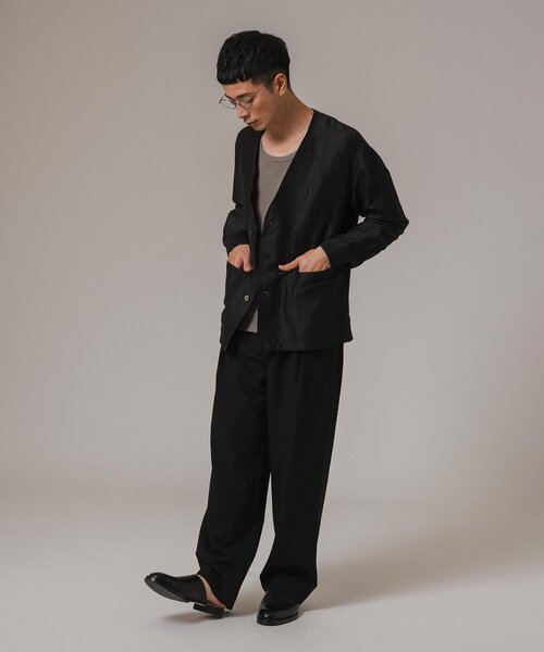 EDIFICE（エディフィス）の「レーヨン/リネン パターン ノーカラーシャツ（その他アウター・メンズ・アイボリー/サックスブルー/シャーベット/ブラック・MEDIUM/LARGE）」の21枚目の写真