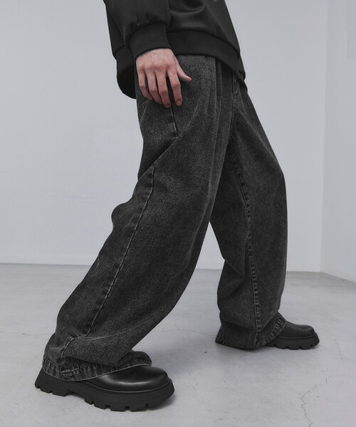 tk.TAKEO KIKUCHI（ティーケータケオキクチ）の「◆ヴィンテージライクワイドデニムパンツ（デニムパンツ・メンズ・ブラック系/ブラック系1/ブルー系/ホワイト/ブラック/ブルー系その他/ブルー系1・01/02/03）」の3枚目の写真