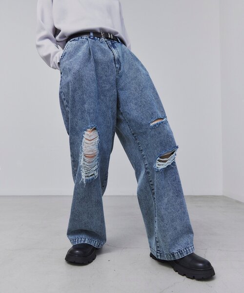 tk.TAKEO KIKUCHI（ティーケータケオキクチ）の「◆ヴィンテージライクワイドデニムパンツ（デニムパンツ・メンズ・ブラック系/ブラック系1/ブルー系/ホワイト/ブラック/ブルー系その他/ブルー系1・01/02/03）」の7枚目の写真