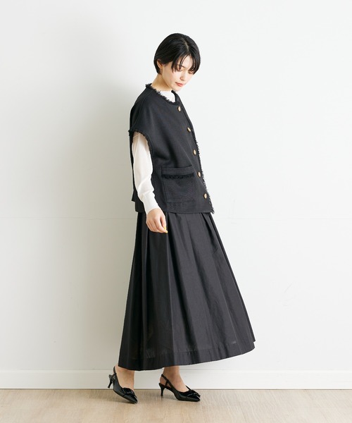 INED CLARO（イネドクラロ）の「フリンジベスト【セットアップ対応】（ベスト・レディース・ブラック/オフホワイト・フリー）」の3枚目の写真