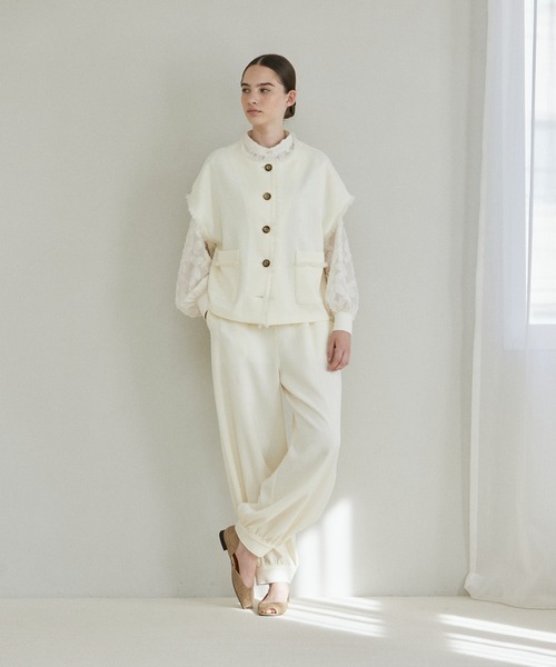 INED CLARO（イネドクラロ）の「フリンジベスト【セットアップ対応】（ベスト・レディース・ブラック/オフホワイト・フリー）」の16枚目の写真