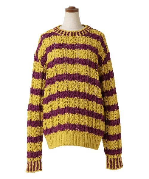 KEITA MARUYAMA(ケイタマルヤマ)の「Cable Border Knit PO(ニット/セーター・メンズ・イエロー・S)」の6枚目の写真