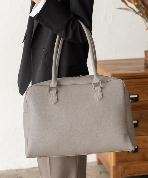 VitaFelice（ヴィータフェリーチェ）の「ラウンドファスナービッグボストンバッグ キャリーバー通し付き（ボストンバッグ・レディース・グレー/ブラック/ライトグレー・FREE）」の11枚目の写真