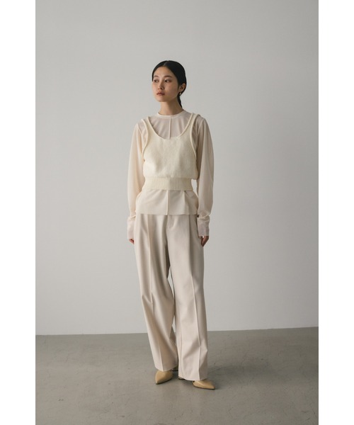 STYLEMIXER（スタイルミキサー）の「コットンニットベスト（ベスト・レディース・チャコールグレー/アイボリー・FREE）」の4枚目の写真