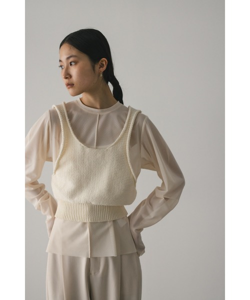 STYLEMIXER（スタイルミキサー）の「コットンニットベスト（ベスト・レディース・チャコールグレー/アイボリー・FREE）」の5枚目の写真