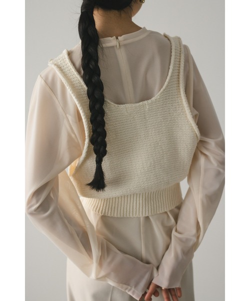 STYLEMIXER（スタイルミキサー）の「コットンニットベスト（ベスト・レディース・チャコールグレー/アイボリー・FREE）」の10枚目の写真