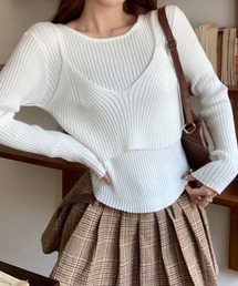 LYEON（リヨン）の「キャミソールセットリブニットプルオーバー/キャミ付きリブニットトップス（ニット/セーター）」
