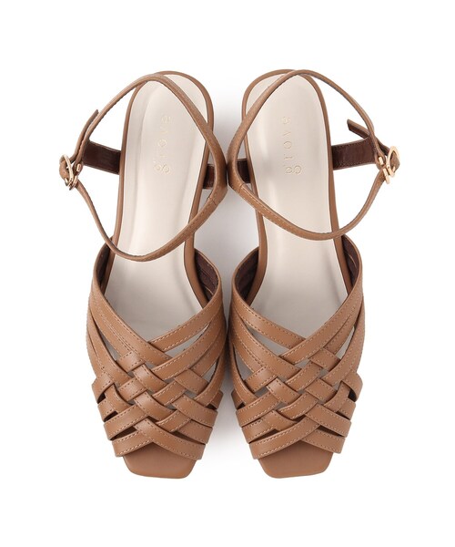 grove（グローブ）の「◆メッシュ編みスクエアヒールサンダル（サンダル・レディース・ブラック/オフホワイト/キャメル・M/L/S）」の4枚目の写真