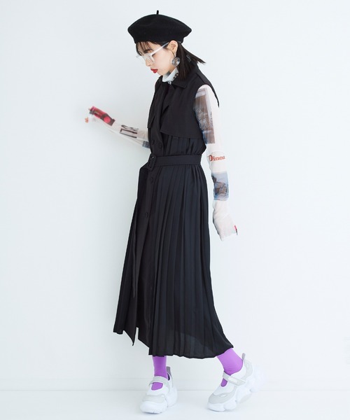 Narcissus（ナルシス）の「【Narcissus】プリーツトレンチジャケット（その他アウター・レディース・ブラック/ベージュ・FREE）」の12枚目の写真