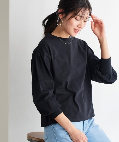 Pierrot（ピエロ）の「【イージーケア】ボリュームスリーブカットソー（Tシャツ/カットソー・レディース・ブラック/グレイッシュベージュ/オフホワイト・M/L）」の14枚目の写真