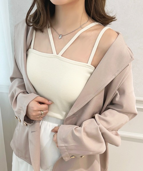 apres jour(アプレジュール)の「カップツキキャミソール【ZOZOTOWN限定アイテム】(キャミソール・レディース・ブラック/ブラウン系その他/アイボリー/ブラック系その他/ライトピンク/チャコールグレー/ブルー・フリー/X-LARGE)」の2枚目の写真