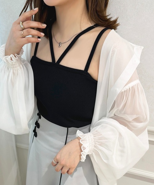 apres jour(アプレジュール)の「カップツキキャミソール【ZOZOTOWN限定アイテム】(キャミソール・レディース・ブラック/ブラウン系その他/アイボリー/ブラック系その他/ライトピンク/チャコールグレー/ブルー・フリー/X-LARGE)」の3枚目の写真