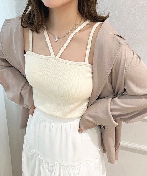 apres jour(アプレジュール)の「カップツキキャミソール【ZOZOTOWN限定アイテム】(キャミソール・レディース・ブラック/ブラウン系その他/アイボリー/ブラック系その他/ライトピンク/チャコールグレー/ブルー・フリー/X-LARGE)」の8枚目の写真