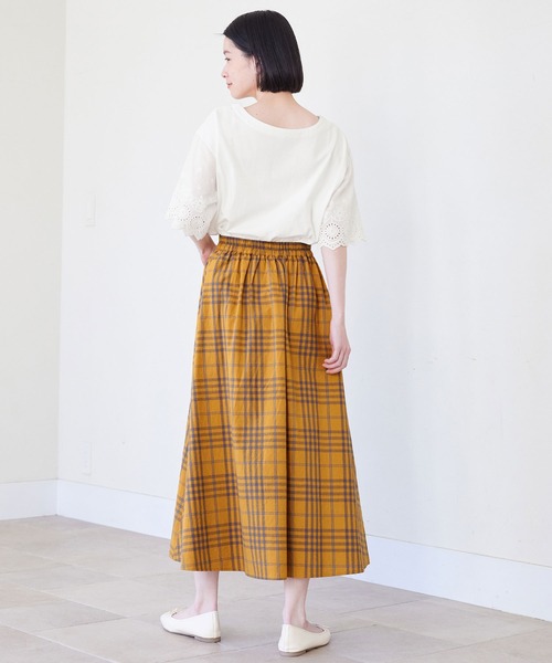 Viola e Viola(ヴィオラエヴィオラ)の「ビッグチェックタックスカート(スカート・レディース・イエロー・LARGE/X-LARGE/MEDIUM)」の5枚目の写真