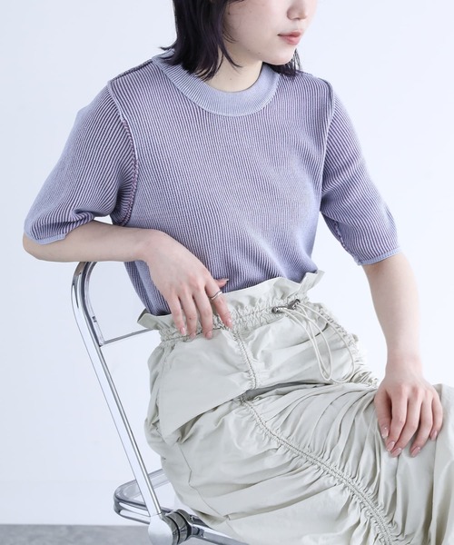 n'OrLABEL（ノアールレーベル）の「『配色リバーシブル半袖ニット』（ニット/セーター・レディース・ブラック/ラベンダー・1/2）」の7枚目の写真