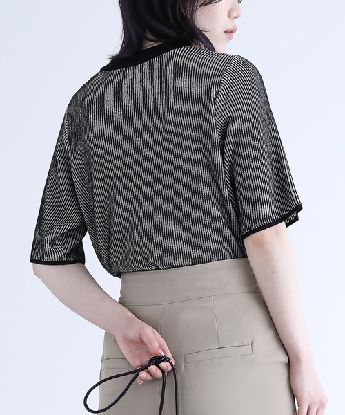 n'OrLABEL（ノアールレーベル）の「『配色リバーシブル半袖ニット』（ニット/セーター・レディース・ブラック/ラベンダー・1/2）」の9枚目の写真